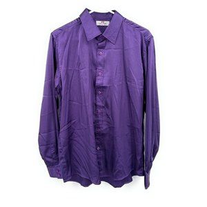 PJ Paul Jones Button Up Shirt Mens‎ Size L Metallic Purple Long Sleeve Casual